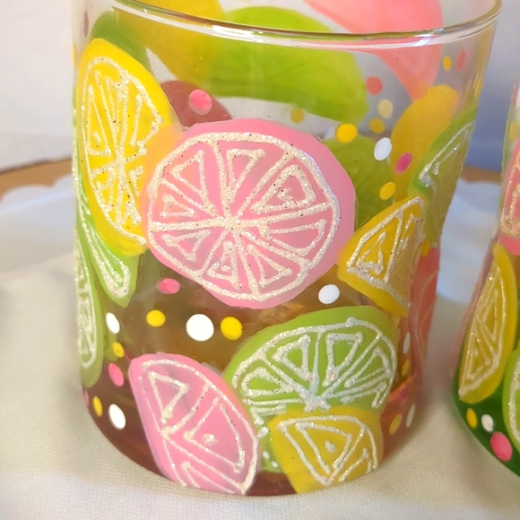 Hand Painted Cocktail Glasses Citrus - Picture 3 of 6
